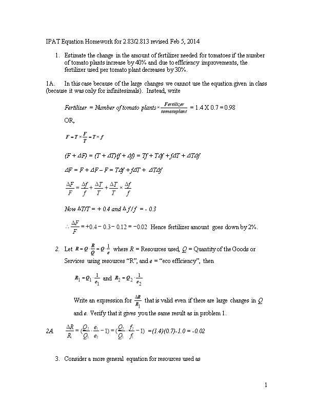 IPAT Equation Homework