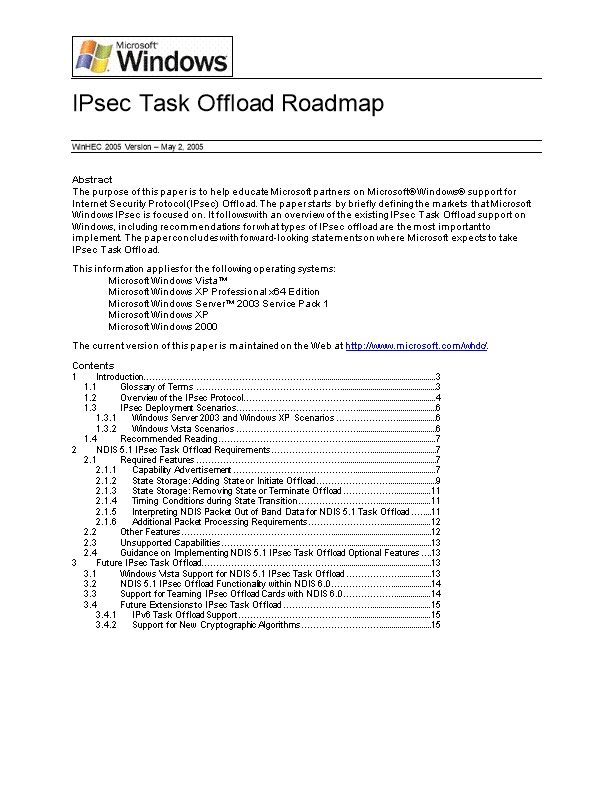 Ipsec Task Offload Roadmap