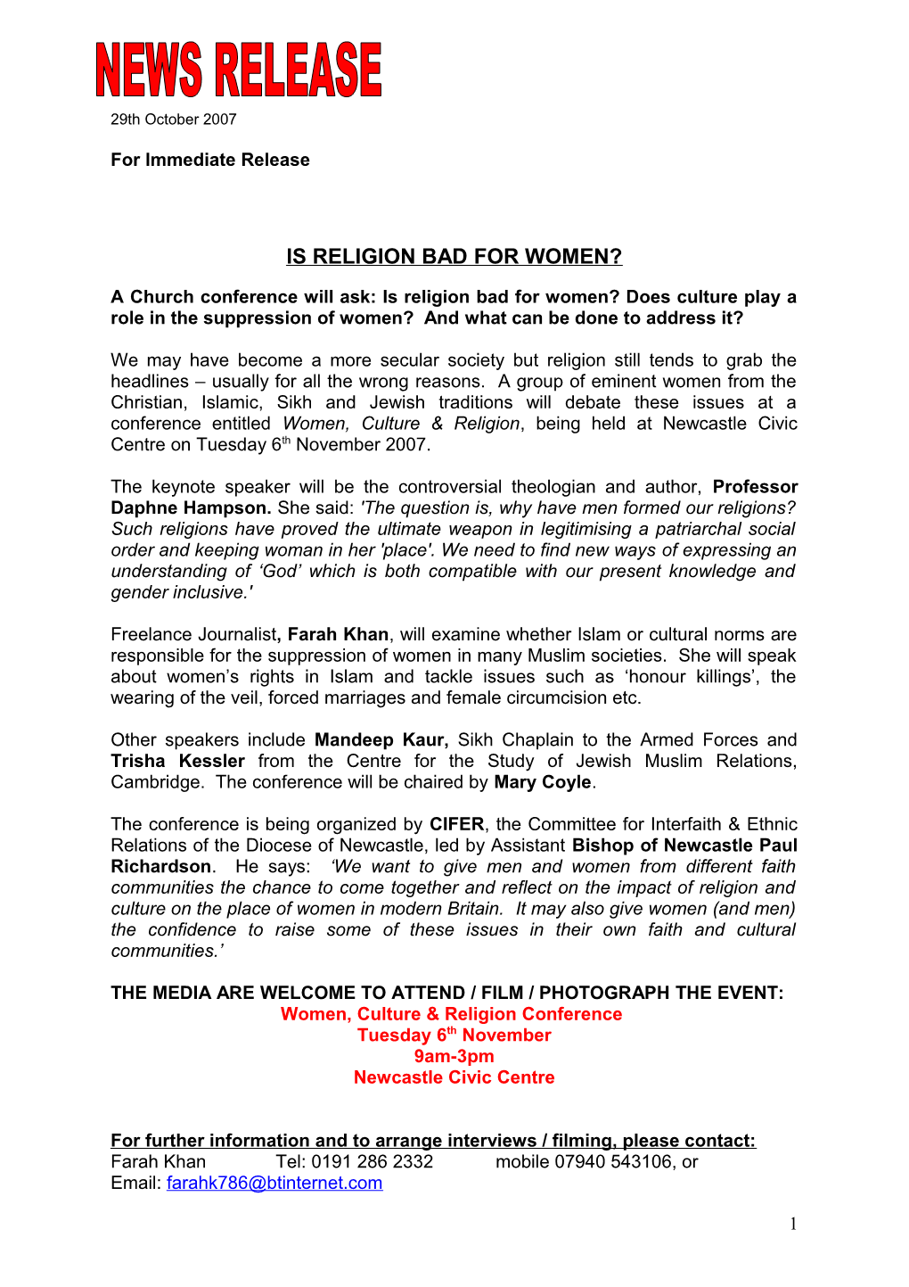 Is Religion Bad for Women?