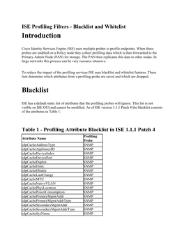 ISE Profiling Filters - Blacklist and Whitelist