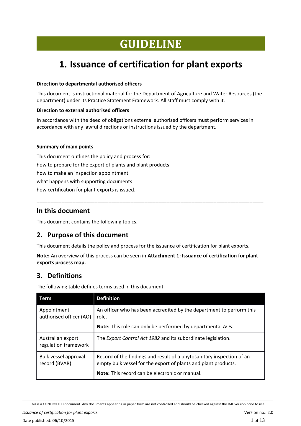 Issuance of Certification for Plant Exports
