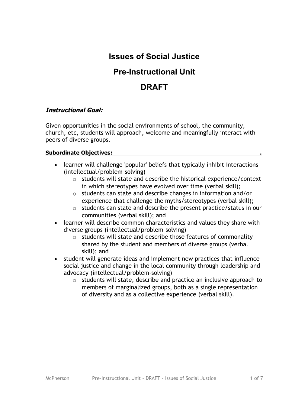 Issues of Social Justice