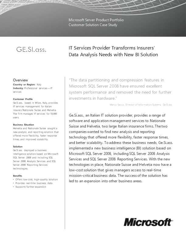 IT Services Provider Transforms Insurers Data Analysis Needs with New BI Solution