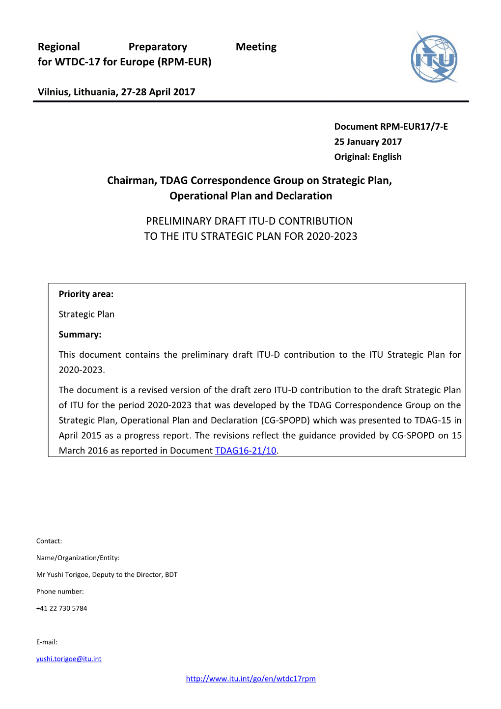 ITU-D/RPM-EUR17/7-Epage 1