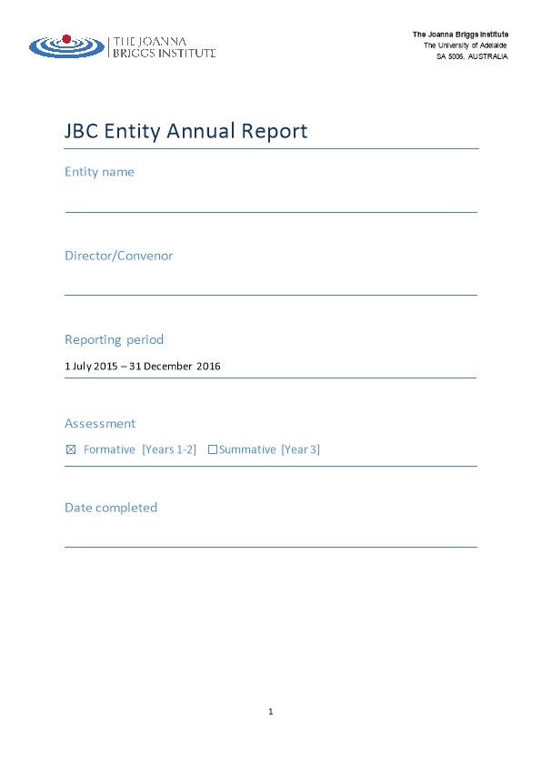 JBC Entity Annual Report