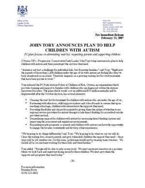 John Tory Announces Plan to Help Children with Autism