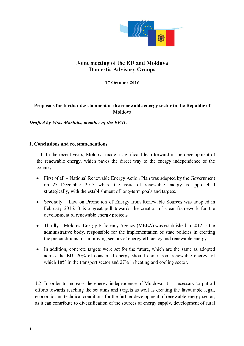 Joint Meeting of the EU and Moldova