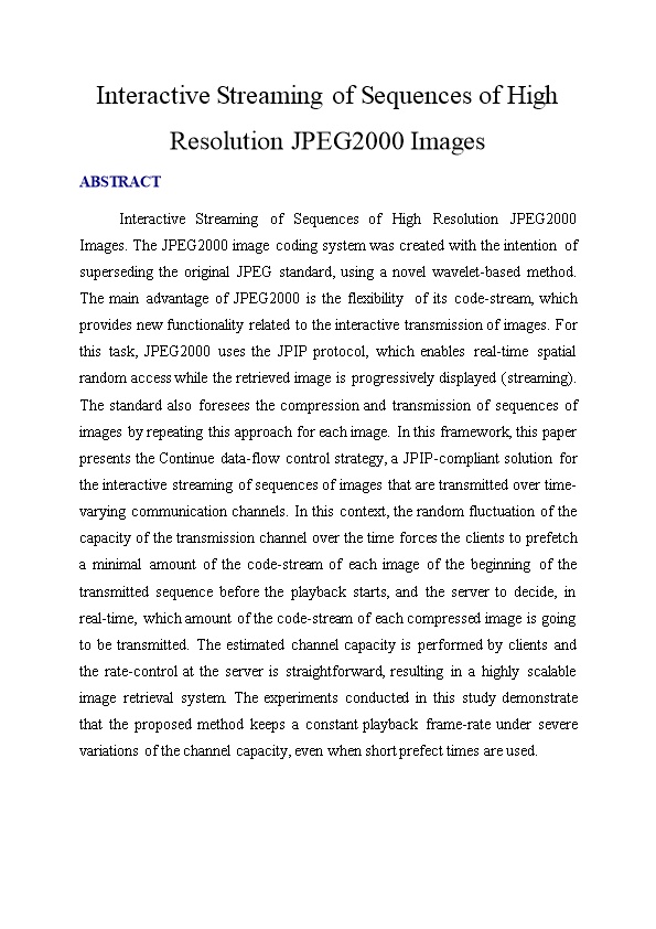 Jpeg2000 Which Shows the Compression Process of an Image