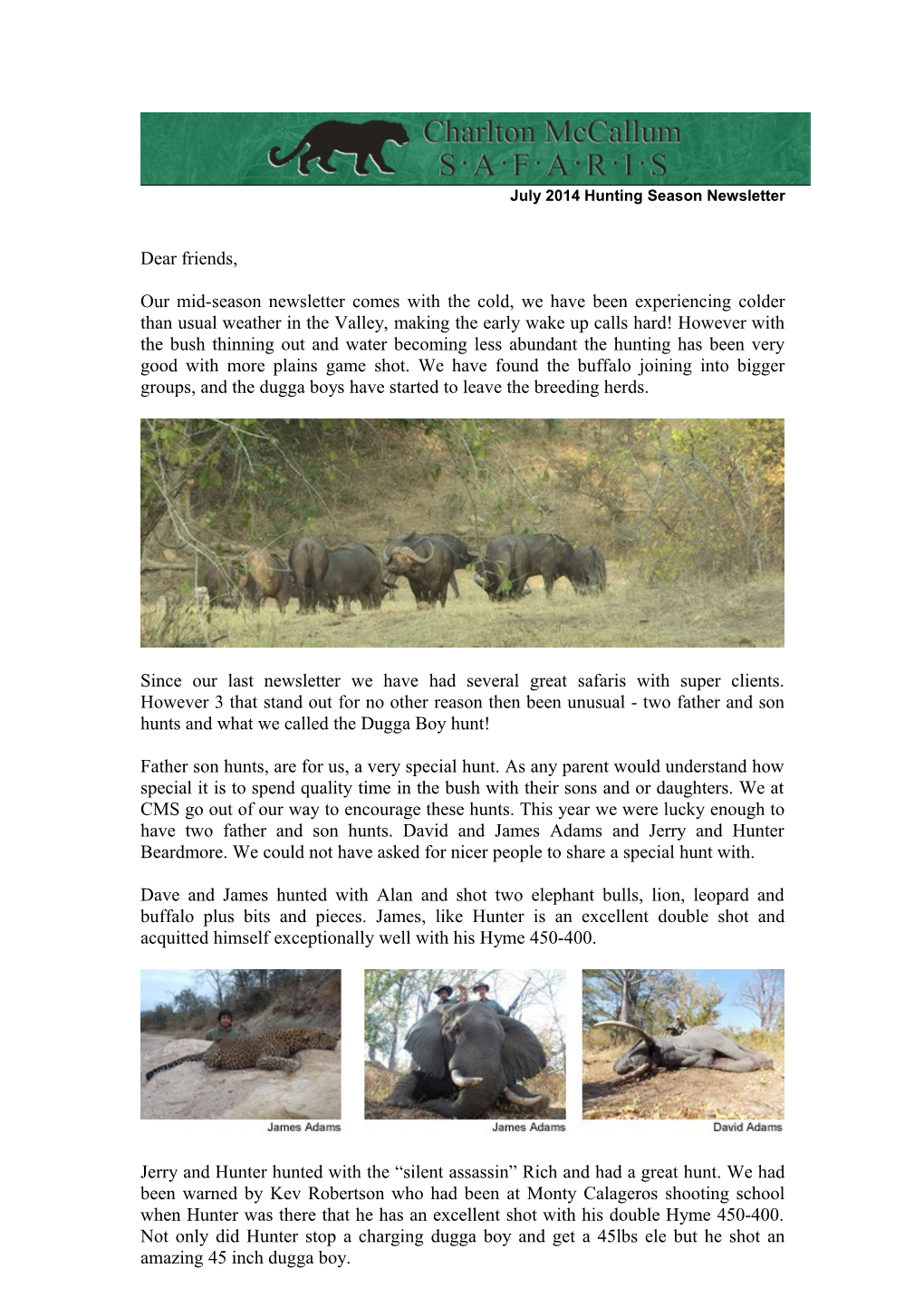 July2014 Hunting Season Newsletter