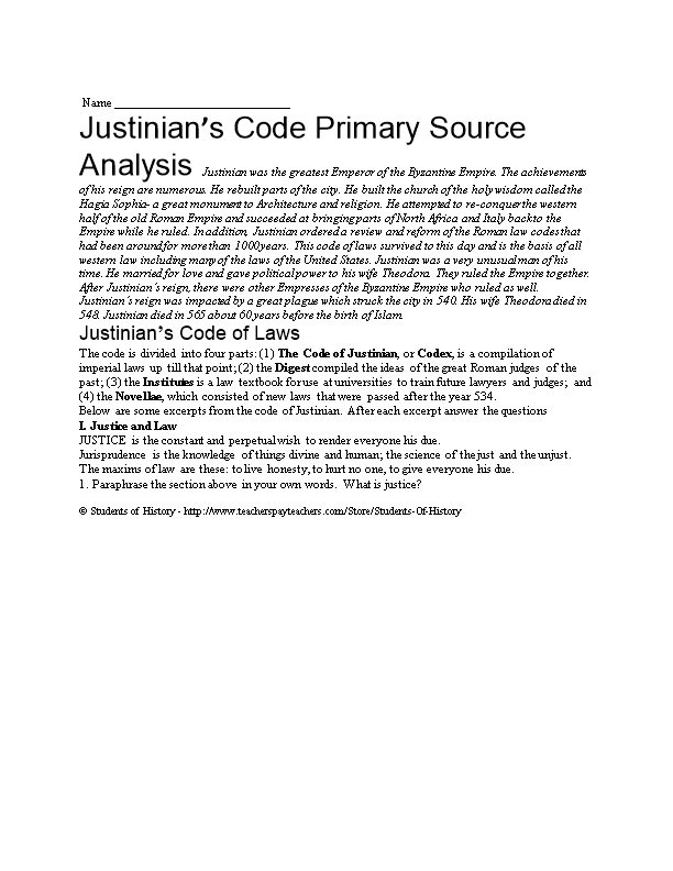 Justinian S Code of Laws