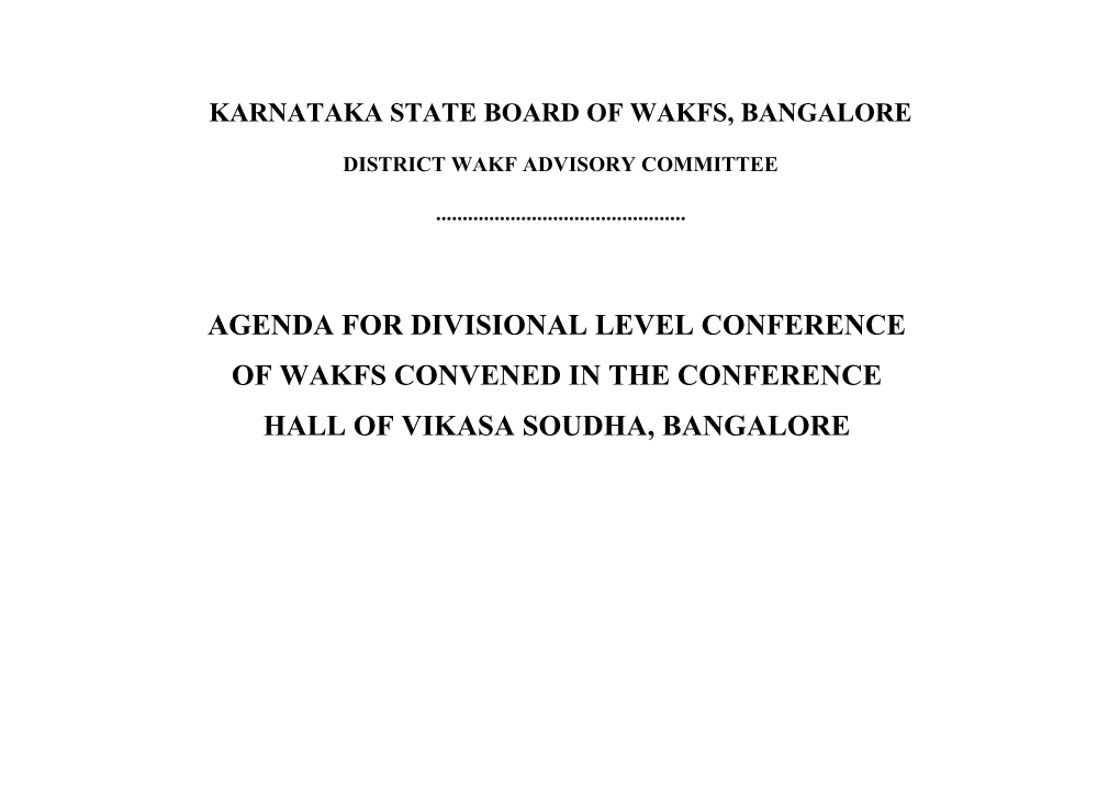 Karnataka State Board of Wakfs, Bangalore