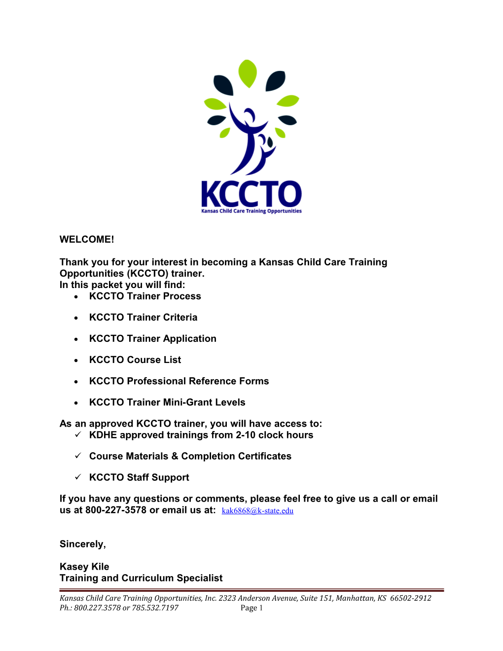Kccto Trainer Application