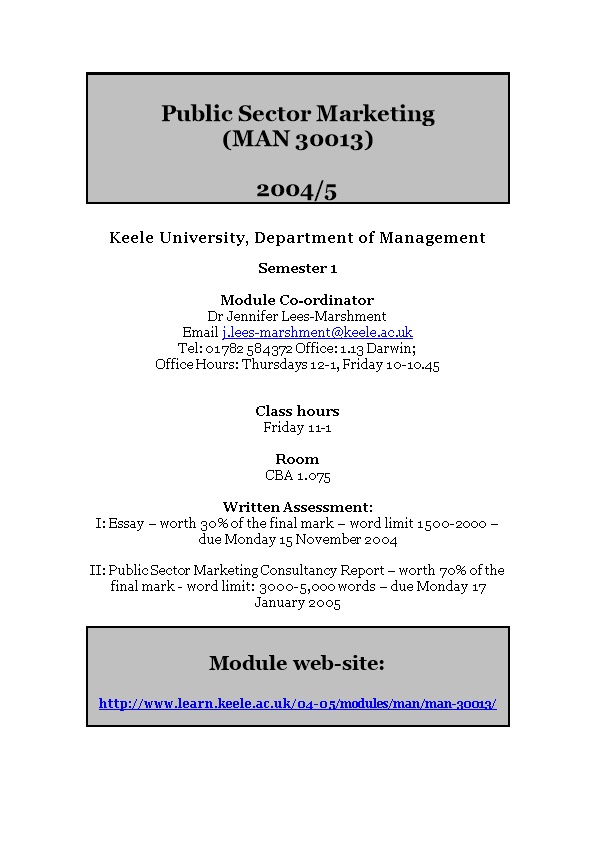 Keele University, Department of Management