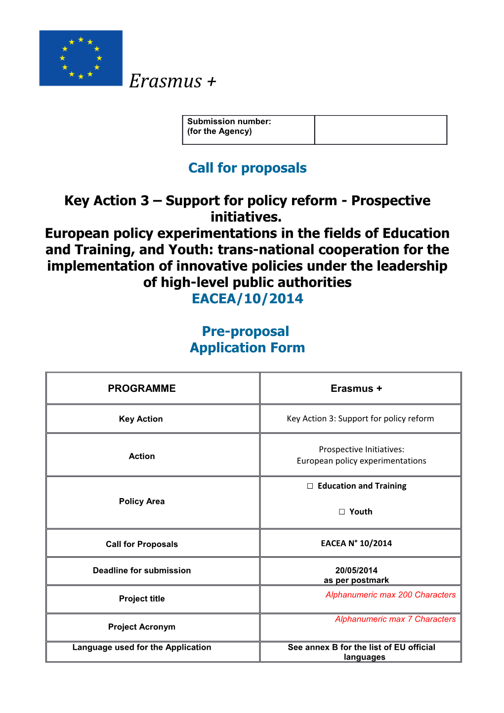 Key Action 3 Support for Policy Reform - Prospective Initiatives