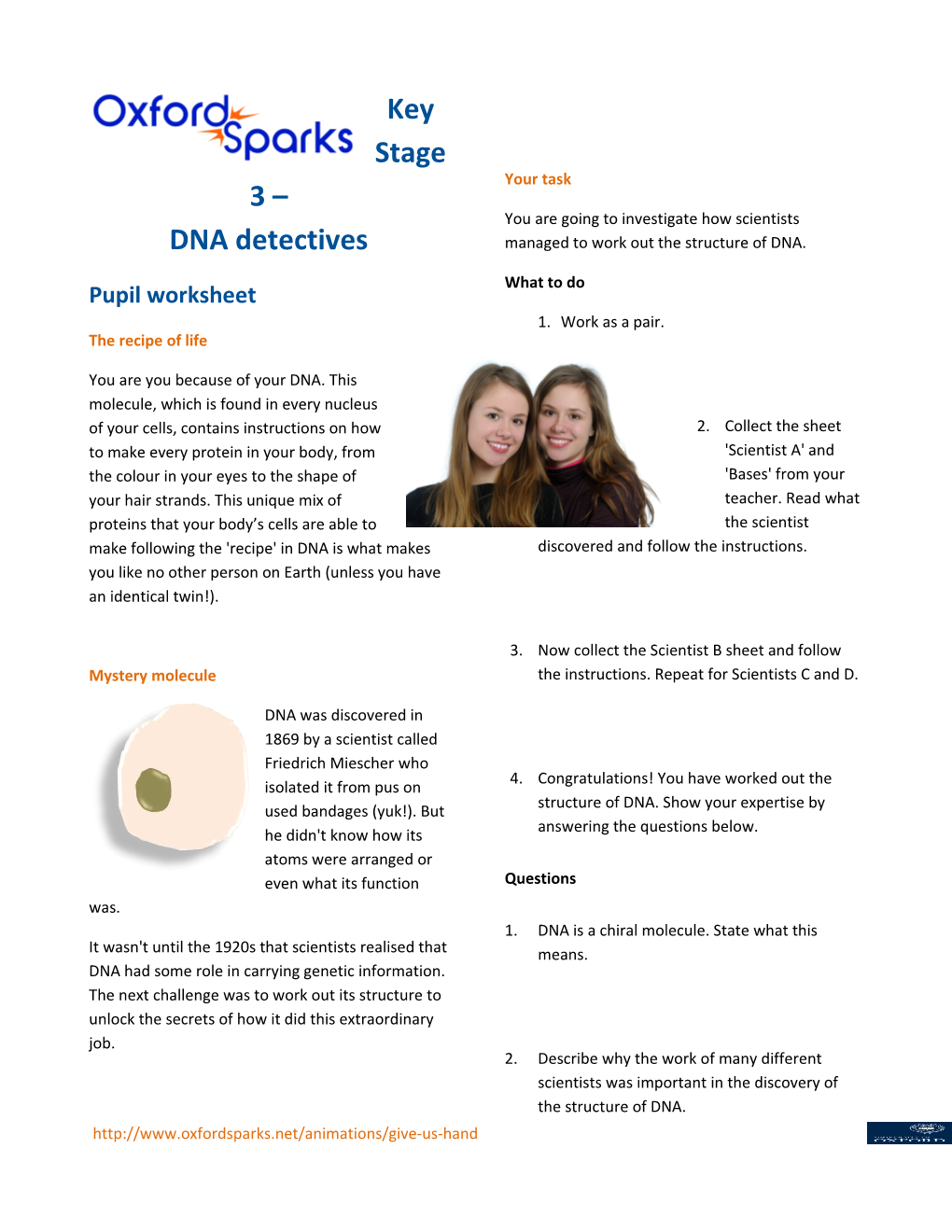 Key Stage 3 DNA Detectives