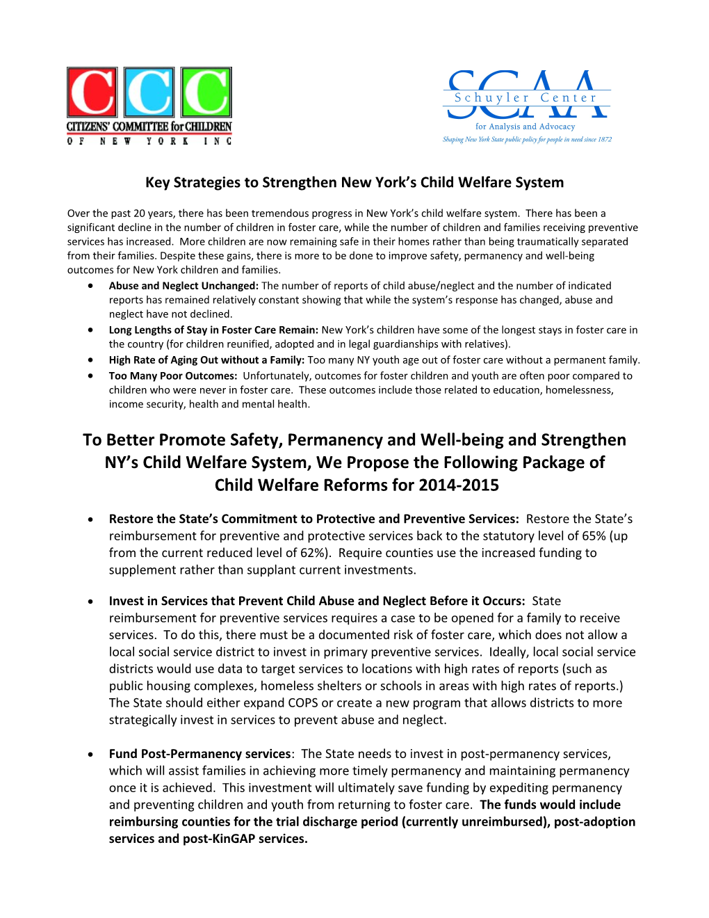 Key Strategies to Strengthen New York S Child Welfare System