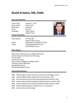 Khalid El-Salem, MD, FAAN