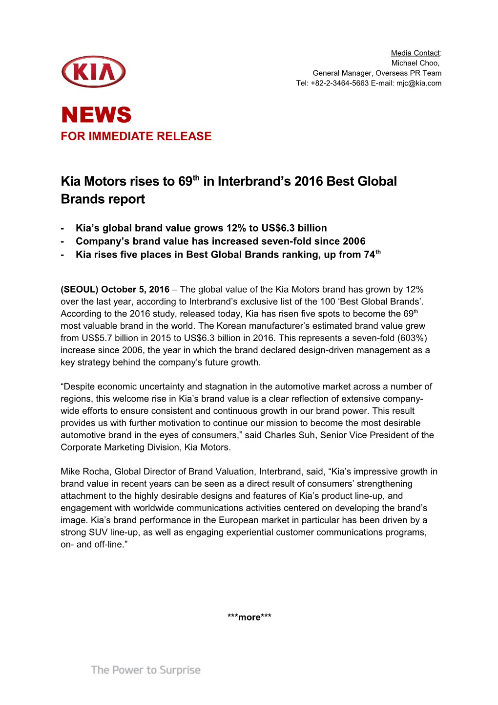 Kia S Global Brand Value Grows 12%To US$6.3 Billion