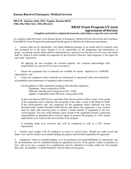 KRAF Agreement of Service