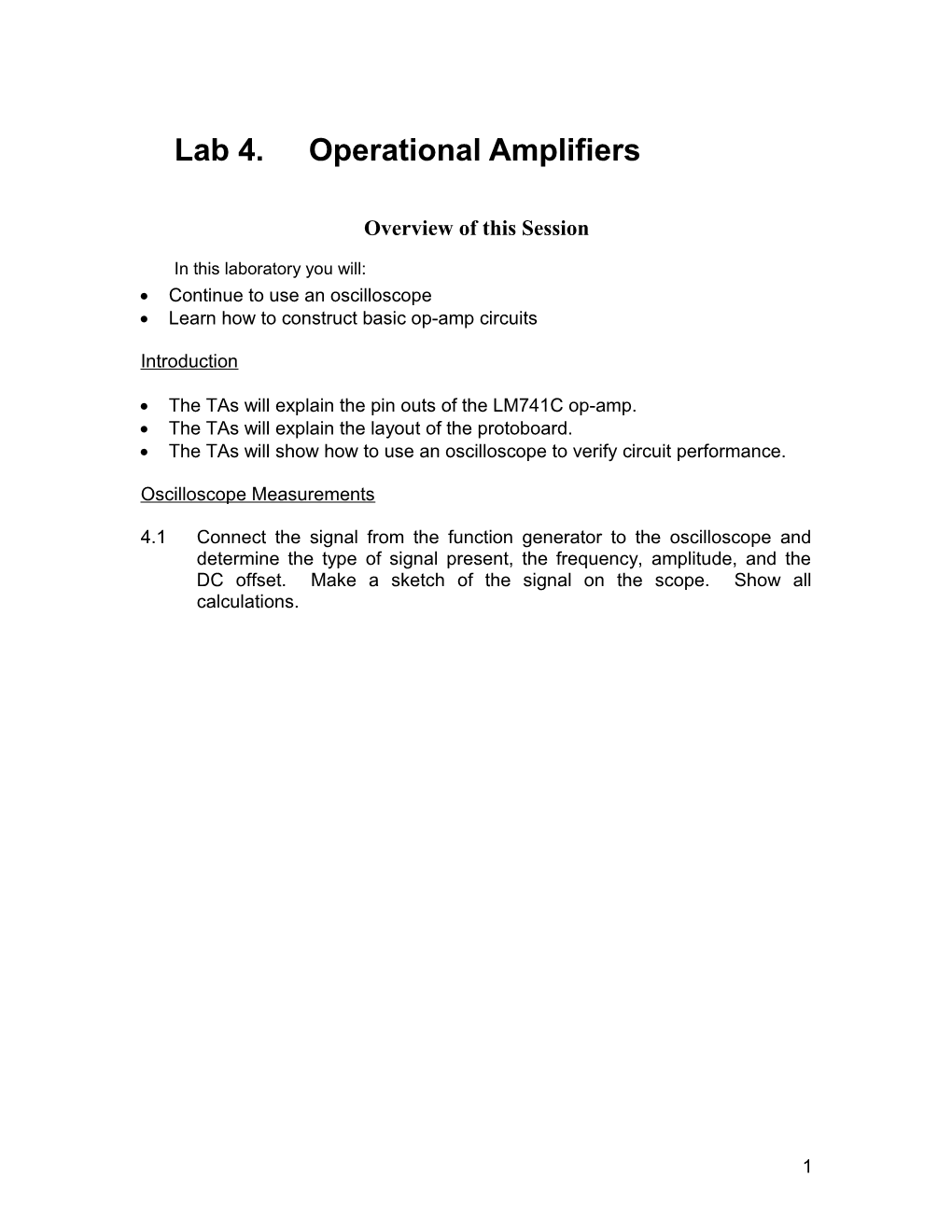 Lab 4.Operational Amplifiers