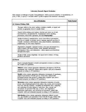 Laboratory Research Report Evaluation