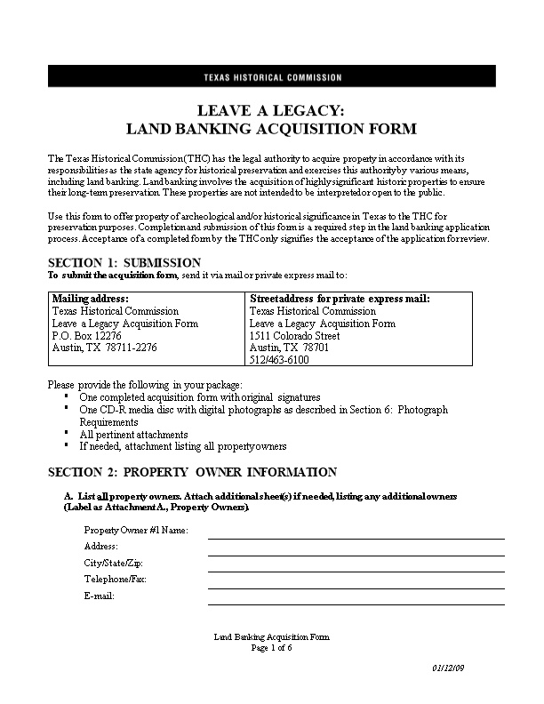 Land Banking Acquisition Form