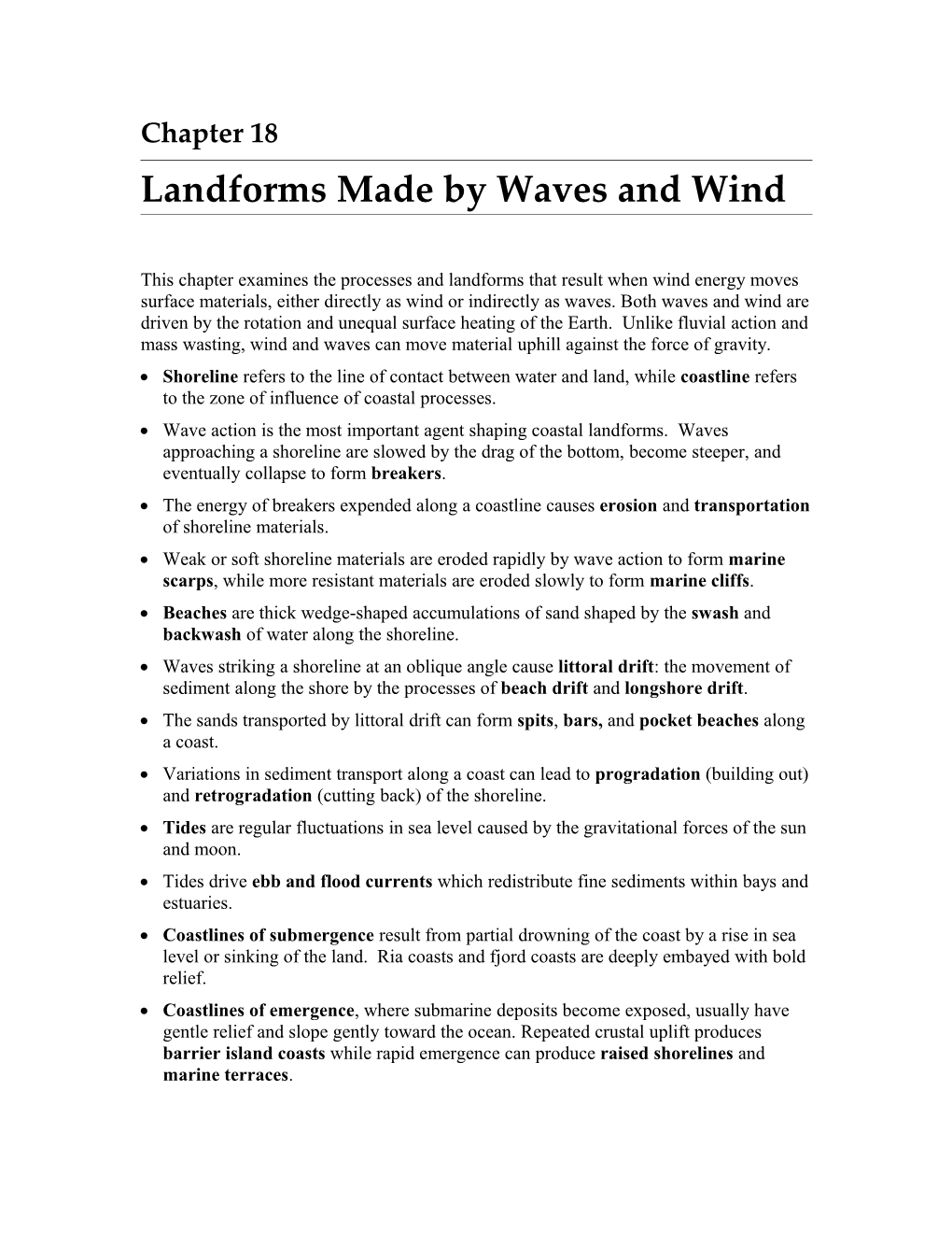 Landforms Made by Waves and Wind