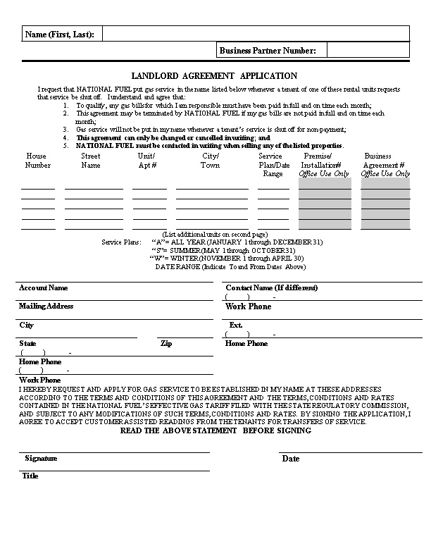 Landlord Agreement Application