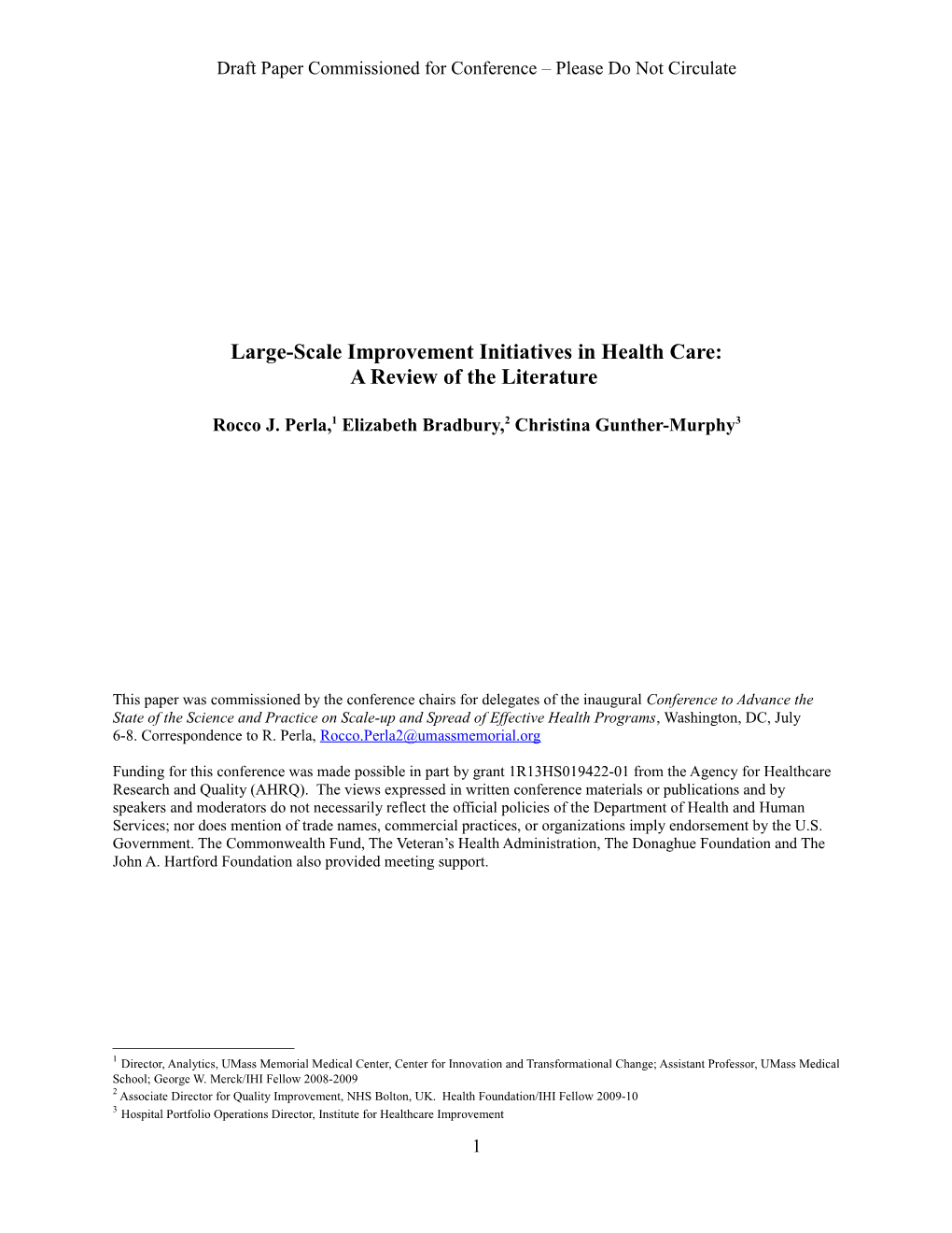 Large-Scale Improvement Initiatives in Health Care