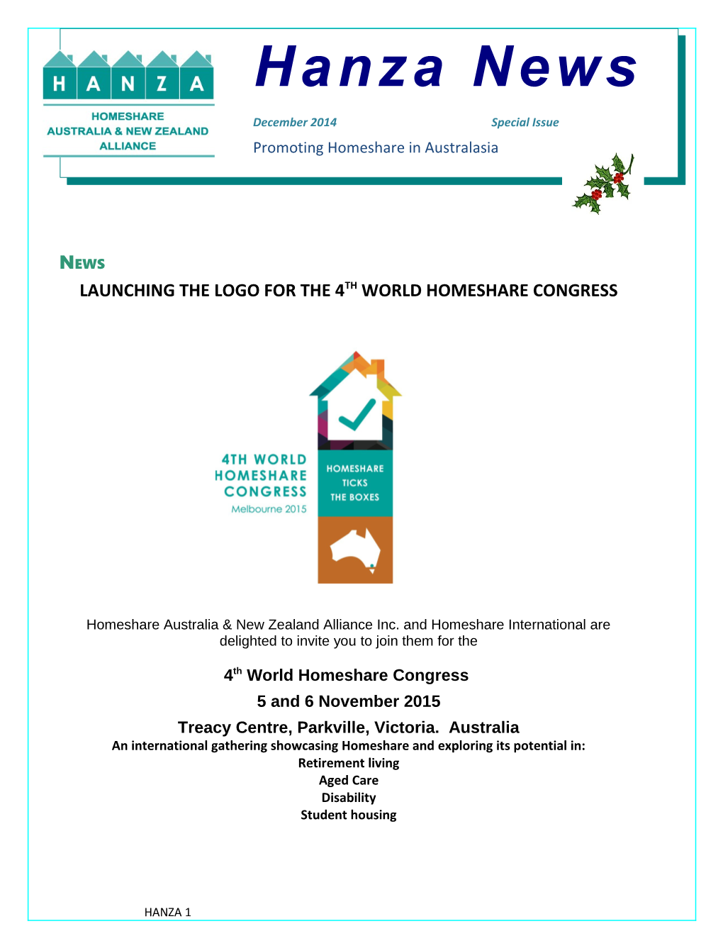 Launching the Logo for the 4Th World Homeshare Congress