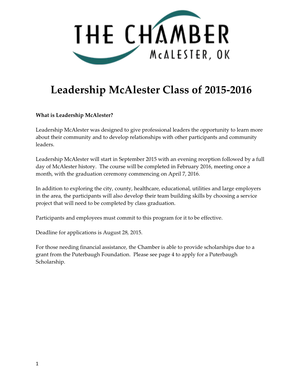 Leadership Mcalester Class of 2015-2016