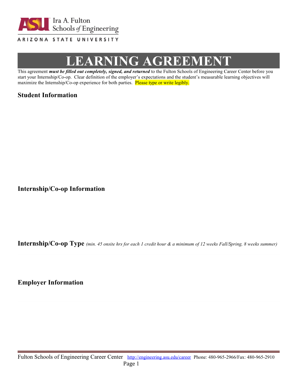 Learning Agreement