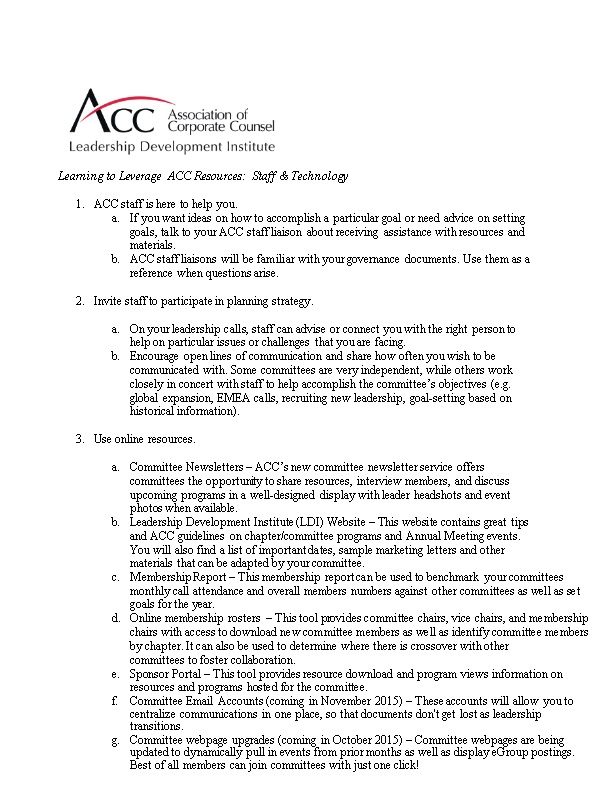 Learning to Leverage ACC Resources:Staff & Technology