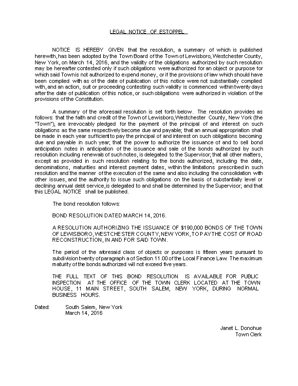 Legal Notice of Estoppel