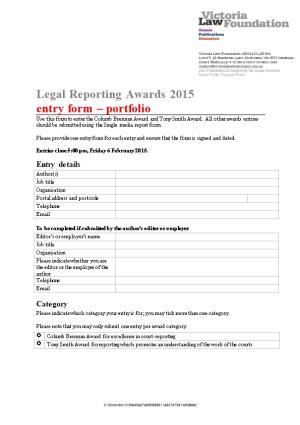 Legal Reporting Awards 2015