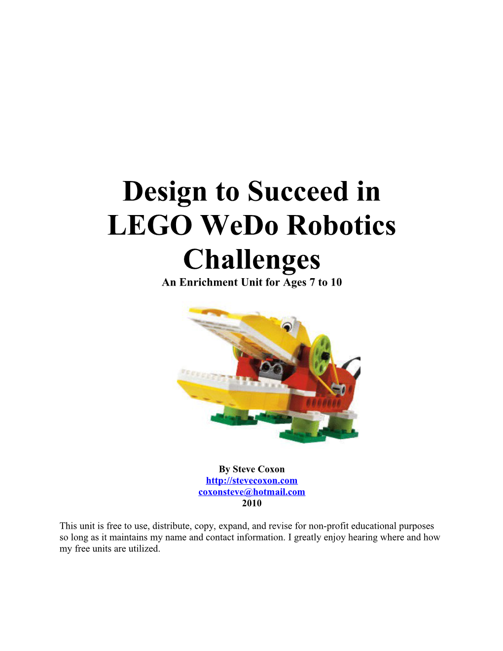 LEGO Wedo Robotics Enrichment Unit