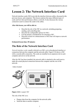 Lesson 2: the Network Interface Card