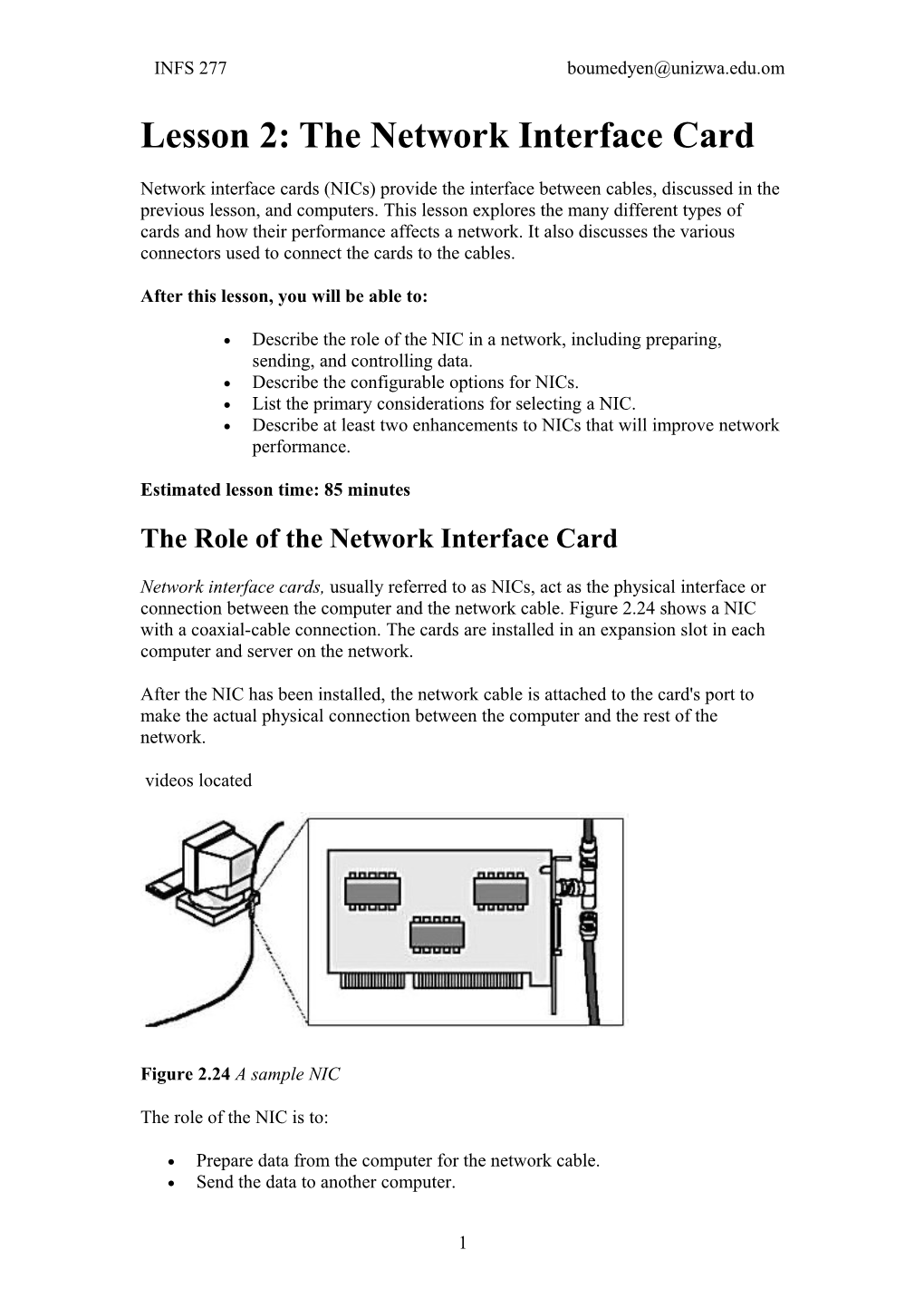 Lesson 2: the Network Interface Card