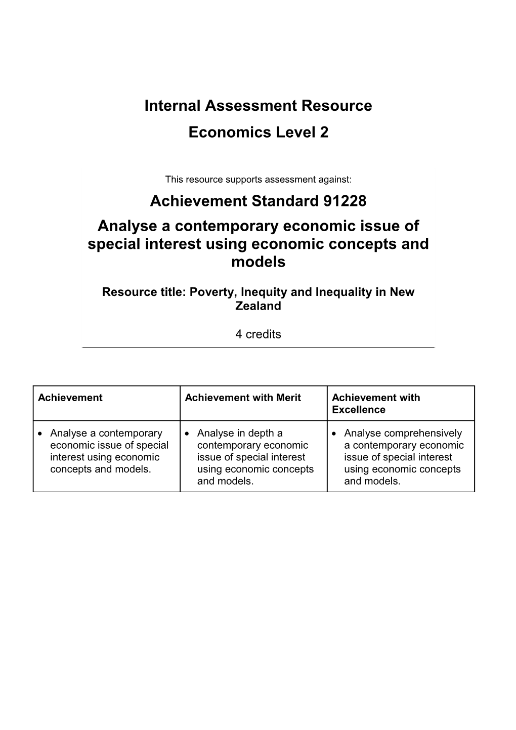 Level 2 Economics Internal Assessment Resource