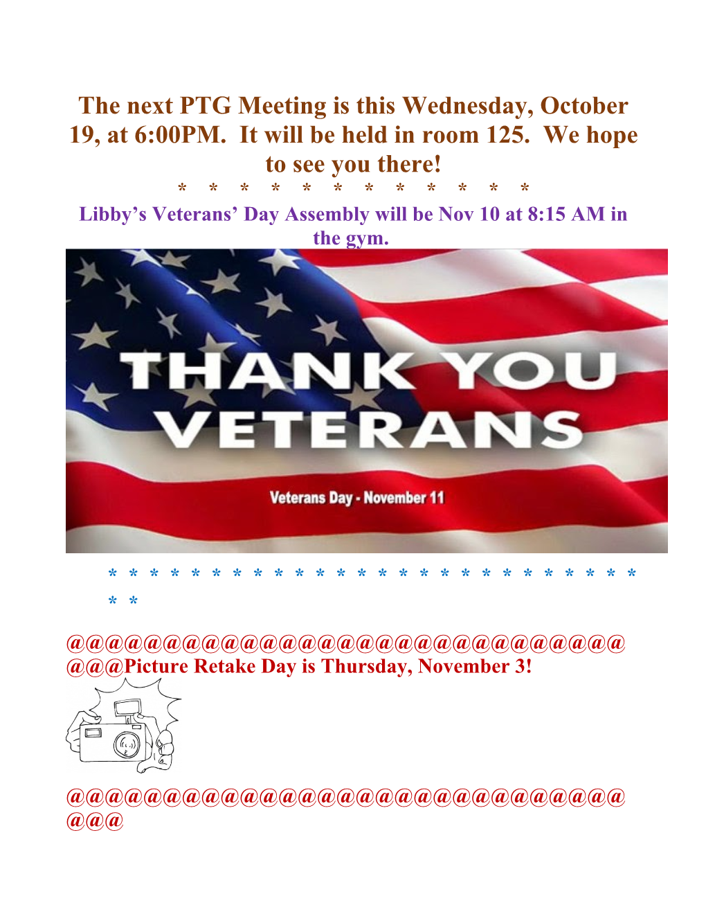 Libby S Veterans Day Assembly Will Be Nov 10 at 8:15 AM in the Gym