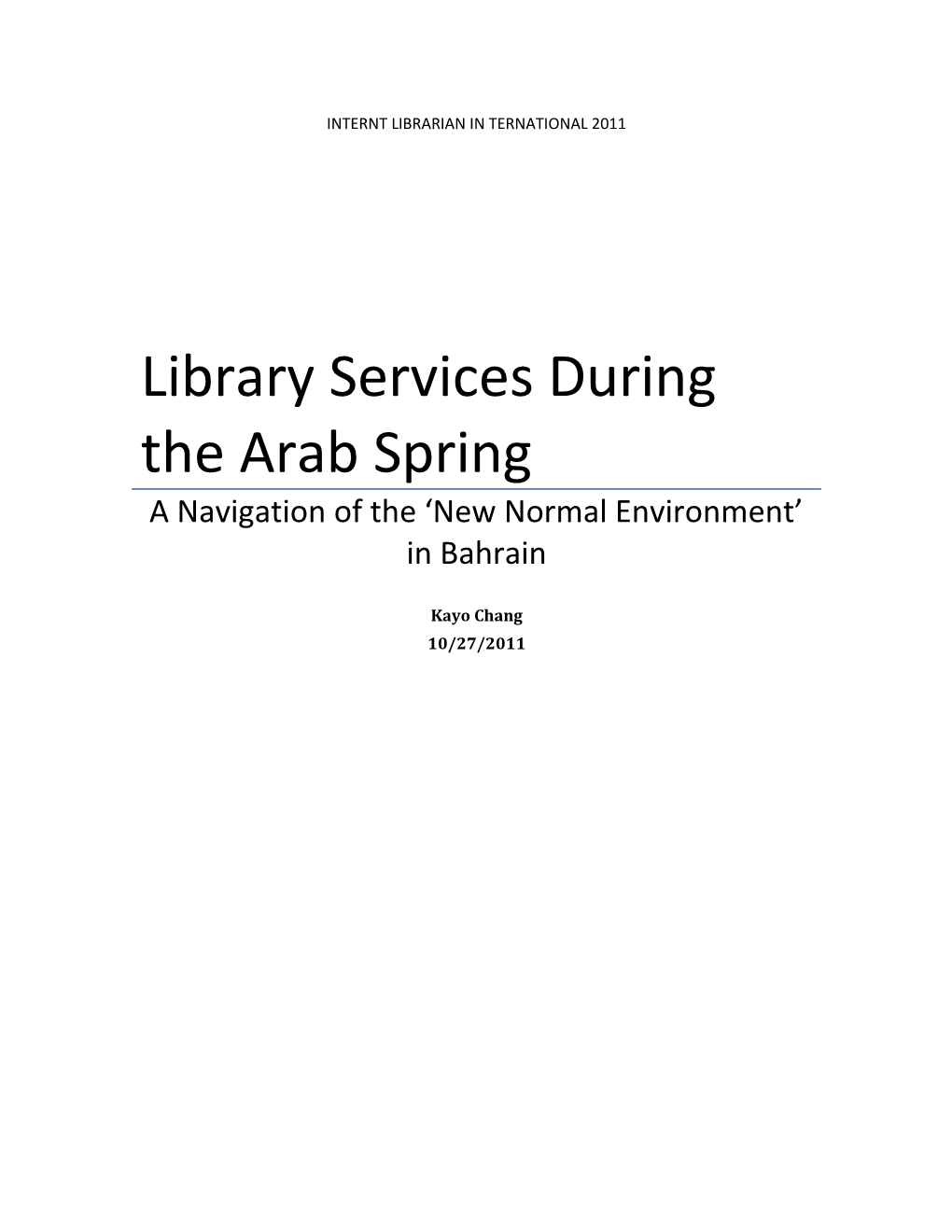 Library Services During the Arab Spring