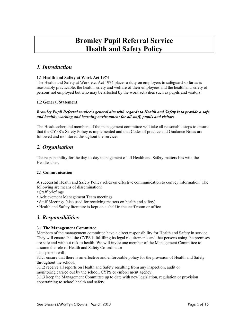 Linaker Primary School Health & Safety Policy