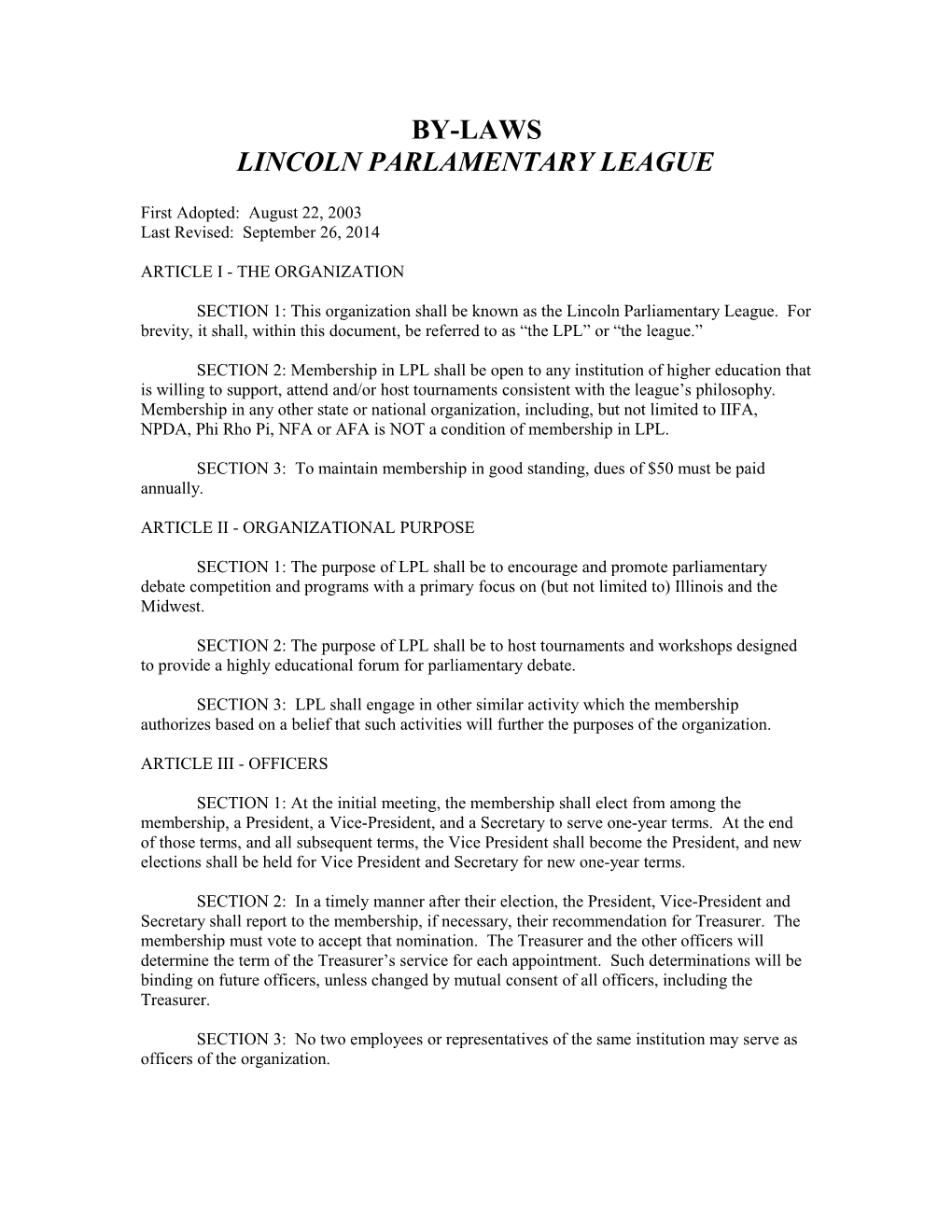 Lincoln Parlamentary League