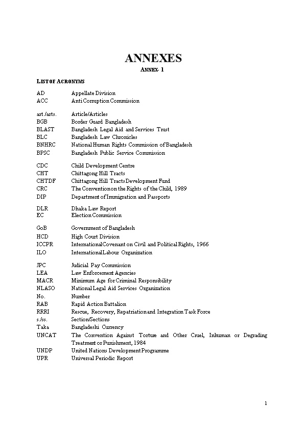 List of the Statutes Mentioned in the Report