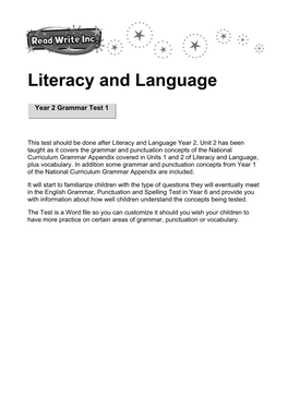Literacy and Language