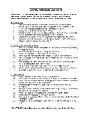 Literary Response Questions