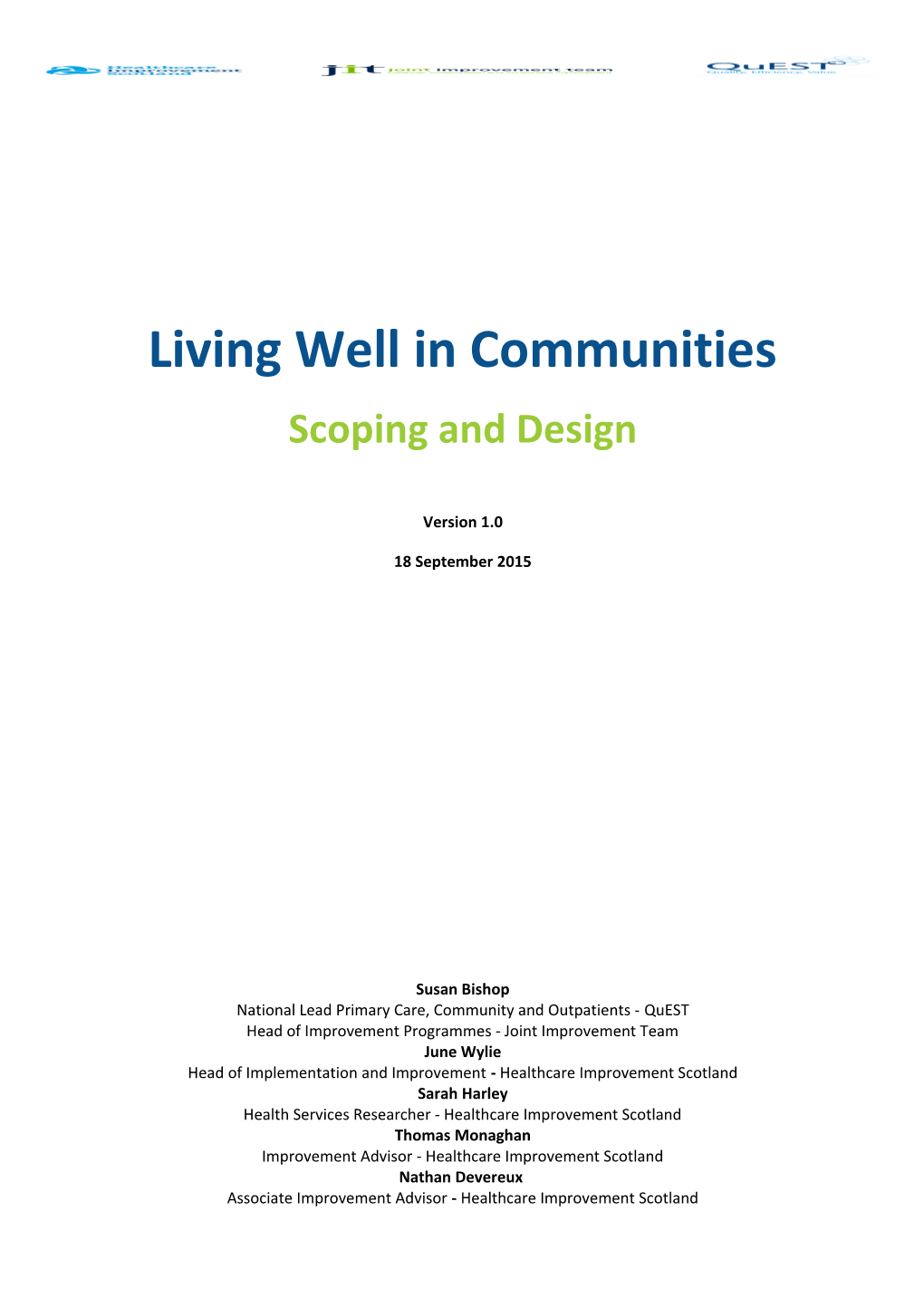 Living Well in Communities: Scoping and Design V1.0