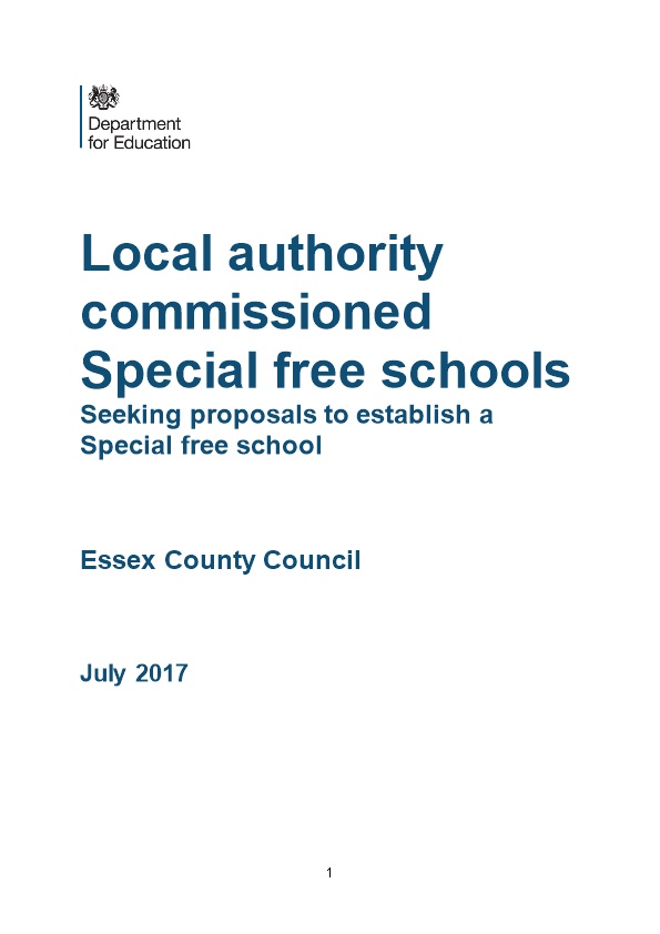 Local Authoritycommissioned Special Free Schools Seeking Proposals to Establish a Special