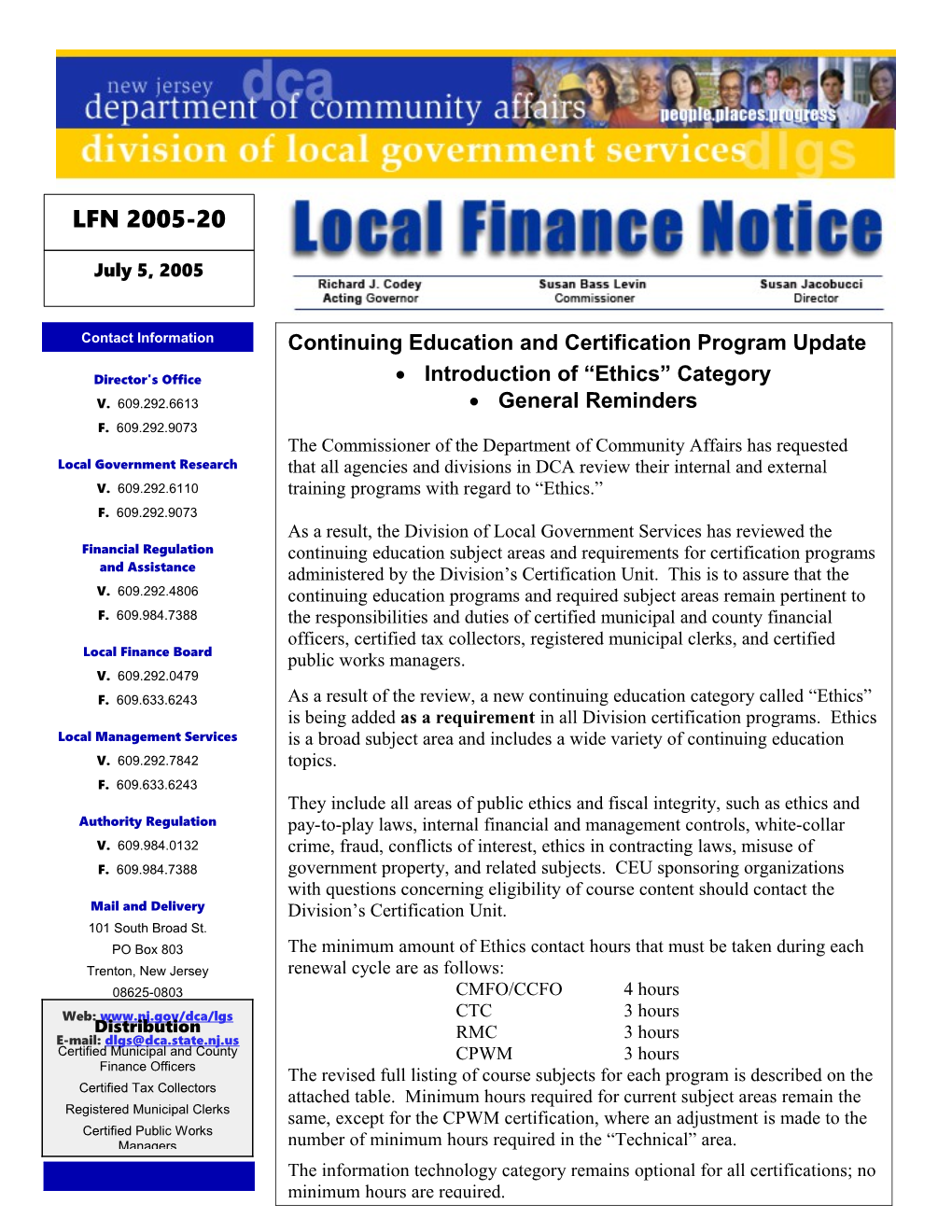 Local Finance Notice 2005-20July 5, 2005Page 1