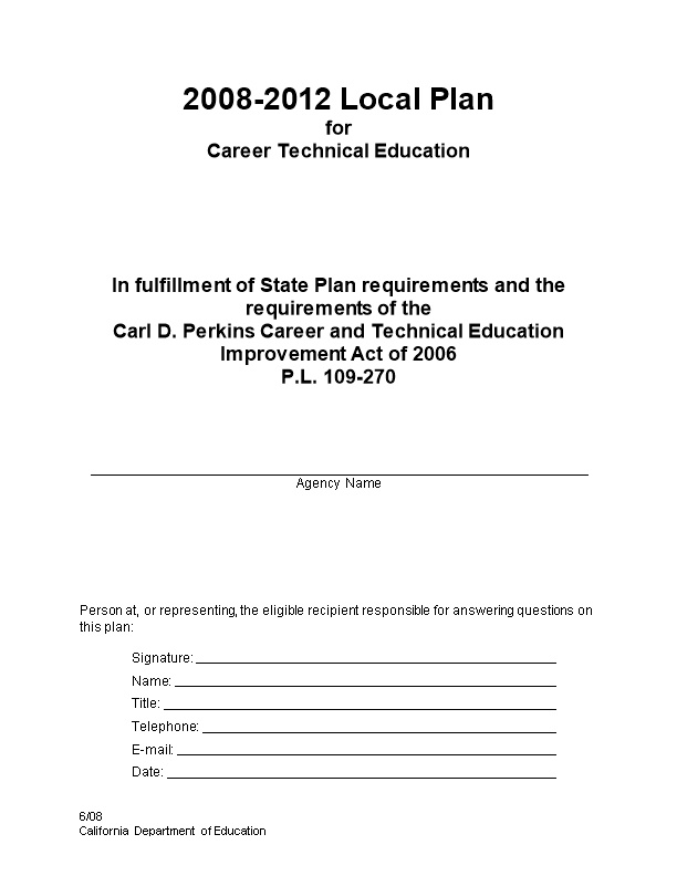 Local Plan Forms - Perkins (CA Dept of Education)